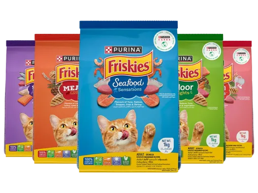 Friskies Dry Cat Food in assorted flavors