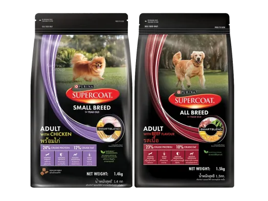SUPERCOAT Small Breed Chicken and All Breed Beef Adult Dog Food Packs