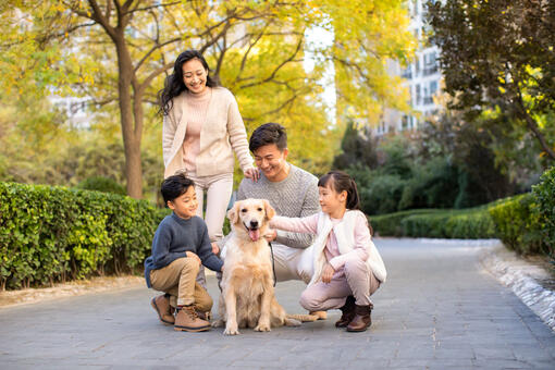 Family image with dog